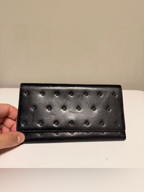 Lauren Ralph Lauren Embossed Black Leather Checkbook Wallet Vintage